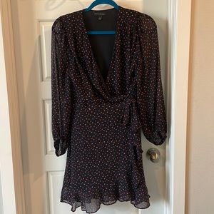 Ruffle-Wrap Dress in Black Heart Print